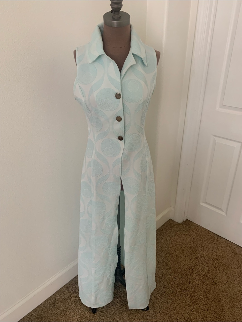Sleeveless Light Blue/Mint Green Maxi Dress